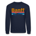Banff, Canada Sweatshirt - Retro Mountain & Birds Banff Crewneck Sweatshirt - navy
