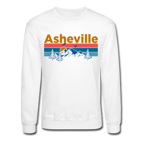 Asheville, North Carolina Sweatshirt - Retro Mountain & Birds Asheville Crewneck Sweatshirt - white