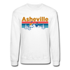 Asheville, North Carolina Sweatshirt - Retro Mountain & Birds Asheville Crewneck Sweatshirt - white