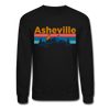 Asheville, North Carolina Sweatshirt - Retro Mountain & Birds Asheville Crewneck Sweatshirt - black