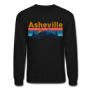Asheville, North Carolina Sweatshirt - Retro Mountain & Birds Asheville Crewneck Sweatshirt - black