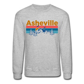 Asheville, North Carolina Sweatshirt - Retro Mountain & Birds Asheville Crewneck Sweatshirt - heather gray