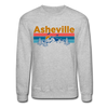 Asheville, North Carolina Sweatshirt - Retro Mountain & Birds Asheville Crewneck Sweatshirt - heather gray