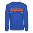 Asheville, North Carolina Sweatshirt - Retro Mountain & Birds Asheville Crewneck Sweatshirt - royal blue