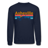 Asheville, North Carolina Sweatshirt - Retro Mountain & Birds Asheville Crewneck Sweatshirt - navy