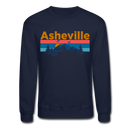 Asheville, North Carolina Sweatshirt - Retro Mountain & Birds Asheville Crewneck Sweatshirt - navy