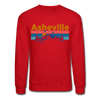 Asheville, North Carolina Sweatshirt - Retro Mountain & Birds Asheville Crewneck Sweatshirt - red