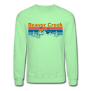 Beaver Creek, Colorado Sweatshirt - Retro Mountain & Birds Beaver Creek Crewneck Sweatshirt - lime