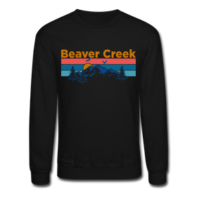 Beaver Creek, Colorado Sweatshirt - Retro Mountain & Birds Beaver Creek Crewneck Sweatshirt - black