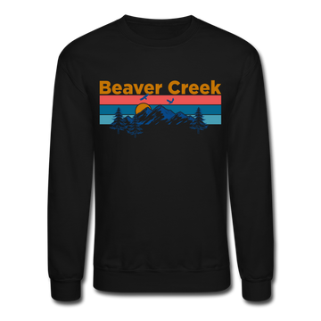 Beaver Creek, Colorado Sweatshirt - Retro Mountain & Birds Beaver Creek Crewneck Sweatshirt - black