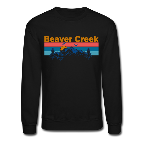 Beaver Creek, Colorado Sweatshirt - Retro Mountain & Birds Beaver Creek Crewneck Sweatshirt - black