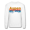 Aspen, Colorado Sweatshirt - Retro Mountain & Birds Aspen Crewneck Sweatshirt - white