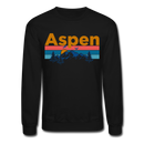 Aspen, Colorado Sweatshirt - Retro Mountain & Birds Aspen Crewneck Sweatshirt - black