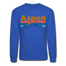 Aspen, Colorado Sweatshirt - Retro Mountain & Birds Aspen Crewneck Sweatshirt - royal blue