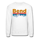 Bend, Oregon Sweatshirt - Retro Mountain & Birds Bend Crewneck Sweatshirt - white