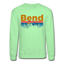 Bend, Oregon Sweatshirt - Retro Mountain & Birds Bend Crewneck Sweatshirt - lime