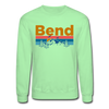 Bend, Oregon Sweatshirt - Retro Mountain & Birds Bend Crewneck Sweatshirt - lime