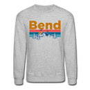 Bend, Oregon Sweatshirt - Retro Mountain & Birds Bend Crewneck Sweatshirt - heather gray