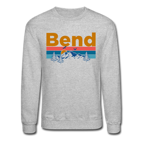 Bend, Oregon Sweatshirt - Retro Mountain & Birds Bend Crewneck Sweatshirt - heather gray