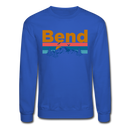 Bend, Oregon Sweatshirt - Retro Mountain & Birds Bend Crewneck Sweatshirt - royal blue