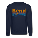 Bend, Oregon Sweatshirt - Retro Mountain & Birds Bend Crewneck Sweatshirt - navy