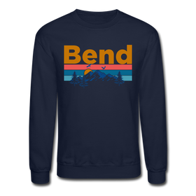 Bend, Oregon Sweatshirt - Retro Mountain & Birds Bend Crewneck Sweatshirt - navy