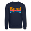 Bend, Oregon Sweatshirt - Retro Mountain & Birds Bend Crewneck Sweatshirt - navy