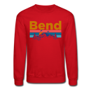 Bend, Oregon Sweatshirt - Retro Mountain & Birds Bend Crewneck Sweatshirt - red