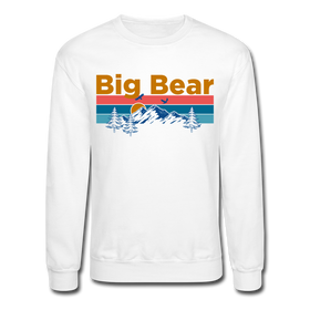 Big Bear, California Sweatshirt - Retro Mountain & Birds Big Bear Crewneck Sweatshirt - white