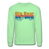 Big Bear, California Sweatshirt - Retro Mountain & Birds Big Bear Crewneck Sweatshirt - lime