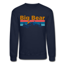 Big Bear, California Sweatshirt - Retro Mountain & Birds Big Bear Crewneck Sweatshirt - navy