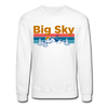 Big Sky, Montana Sweatshirt - Retro Mountain & Birds Big Sky Crewneck Sweatshirt - white