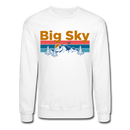 Big Sky, Montana Sweatshirt - Retro Mountain & Birds Big Sky Crewneck Sweatshirt - white