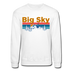 Big Sky, Montana Sweatshirt - Retro Mountain & Birds Big Sky Crewneck Sweatshirt - white