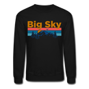 Big Sky, Montana Sweatshirt - Retro Mountain & Birds Big Sky Crewneck Sweatshirt - black