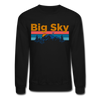 Big Sky, Montana Sweatshirt - Retro Mountain & Birds Big Sky Crewneck Sweatshirt - black