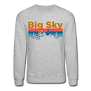 Big Sky, Montana Sweatshirt - Retro Mountain & Birds Big Sky Crewneck Sweatshirt - heather gray