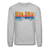 Big Sky, Montana Sweatshirt - Retro Mountain & Birds Big Sky Crewneck Sweatshirt - heather gray