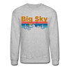 Big Sky, Montana Sweatshirt - Retro Mountain & Birds Big Sky Crewneck Sweatshirt - heather gray