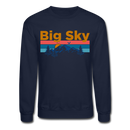 Big Sky, Montana Sweatshirt - Retro Mountain & Birds Big Sky Crewneck Sweatshirt - navy