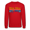 Big Sky, Montana Sweatshirt - Retro Mountain & Birds Big Sky Crewneck Sweatshirt - red