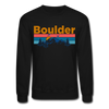 Boulder, Colorado Sweatshirt - Retro Mountain & Birds Boulder Crewneck Sweatshirt - black