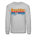 Boulder, Colorado Sweatshirt - Retro Mountain & Birds Boulder Crewneck Sweatshirt - heather gray