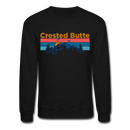 Crested Butte Sweatshirt - Retro Mountain & Birds Crested Butte Crewneck Sweatshirt - black