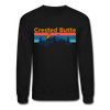 Crested Butte Sweatshirt - Retro Mountain & Birds Crested Butte Crewneck Sweatshirt - black