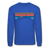 Crested Butte Sweatshirt - Retro Mountain & Birds Crested Butte Crewneck Sweatshirt - royal blue