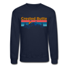 Crested Butte Sweatshirt - Retro Mountain & Birds Crested Butte Crewneck Sweatshirt - navy
