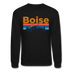 Boise, Idaho Sweatshirt - Retro Mountain & Birds Boise Crewneck Sweatshirt - black