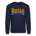 Boise, Idaho Sweatshirt - Retro Mountain & Birds Boise Crewneck Sweatshirt - navy