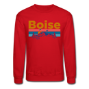 Boise, Idaho Sweatshirt - Retro Mountain & Birds Boise Crewneck Sweatshirt - red